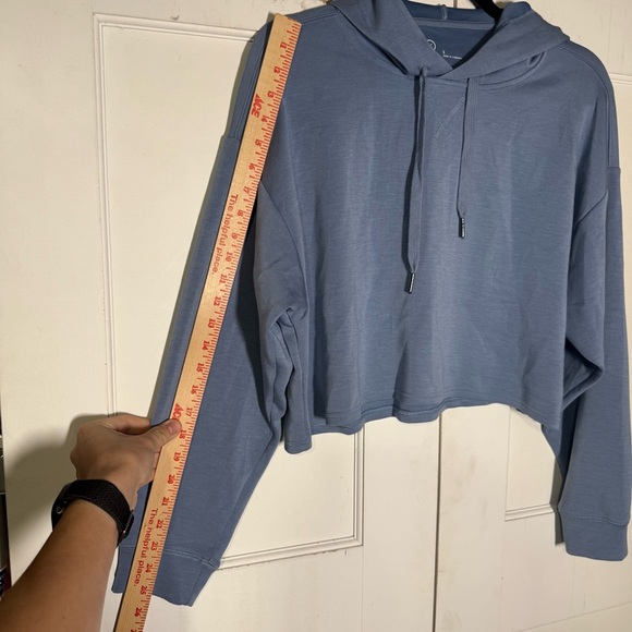 Gilly Hicks Active Crop Cooldown Hoodie Blue Size Small Cropped Super Soft - Picture 5 of 9